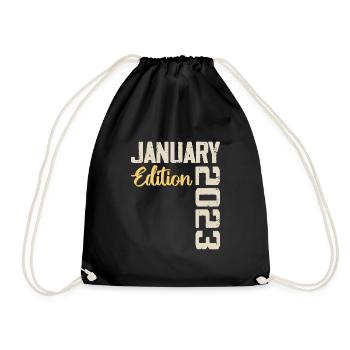 Birthday gift born in January 2023 - 2023 - Drawstring Bag - black - Front