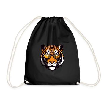 Tiger Kopf Porträt Cool - Turnbeutel - Schwarz - Vorne