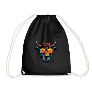 Bull Head Portrait Cool Taurus - Drawstring Bag - black - Front