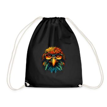 Eagle Head Portrait Cool - Drawstring Bag - black - Front