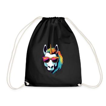 Unicorn Head Portrait - Drawstring Bag - black - Front
