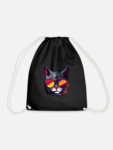 Katze Symbol Kopf Porträt Cool - Turnbeutel - Schwarz