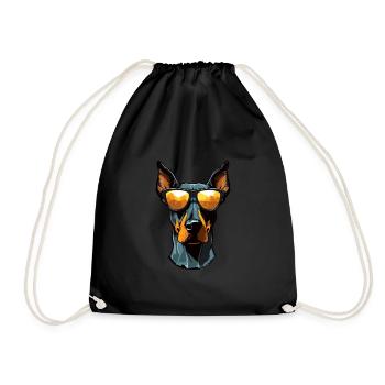 Doberman Dog Head Portrait Cool - Drawstring Bag - black - Front