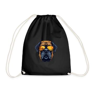 Mastiff Dog Head Portrait Cool - Drawstring Bag - black - Front