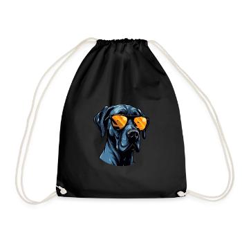Great Dane Dog Head Portrait Cool - Drawstring Bag - black - Front