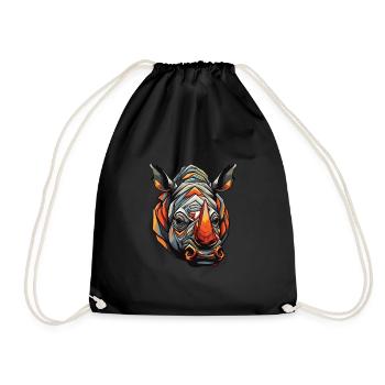 Rhinoceros Portrait - Drawstring Bag - black - Front