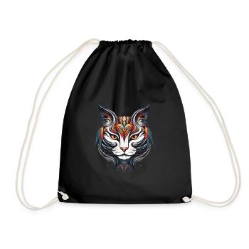 Cat Portrait Head - Drawstring Bag - black - Front