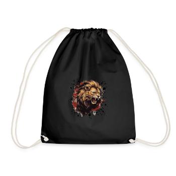 Lion Head Symbol Animal Lion Head - Drawstring Bag - black - Front