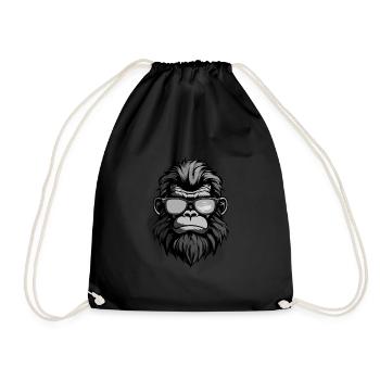 Portrait Tête De Gorille Cool - Sac de sport léger - noir - Devant
