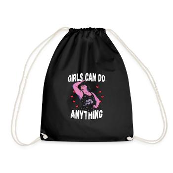 Girls Can Do Anything - Drawstring Bag - black - Front