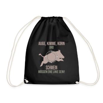 Auge, Kimme, Korn und Schwein müssen eine Linie - Turnbeutel - Schwarz - Vorne