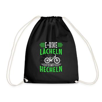 Ebike Lächeln Statt Hecheln Radsport Akku Fahrrad - Turnbeutel - Schwarz - Vorne