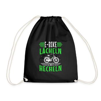 Ebike Lächeln Statt Hecheln Radsport Akku Fahrrad - Turnbeutel - Schwarz - Vorne