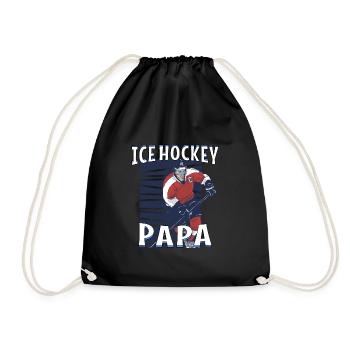 Ice Hockey Spieler Puck Spruch Eis Hockey Papa - Turnbeutel - Schwarz - Vorne