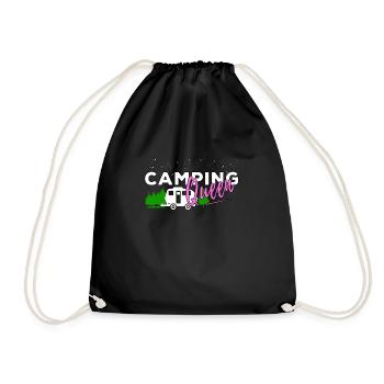 Lustige Camping Sprüche Camping Queen Outdoor - Turnbeutel - Schwarz - Vorne