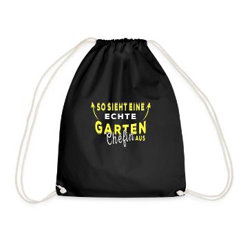 Lustige Garten Sprüche Garten Chefin Hobbygärtner - Turnbeutel - Schwarz - Vorne