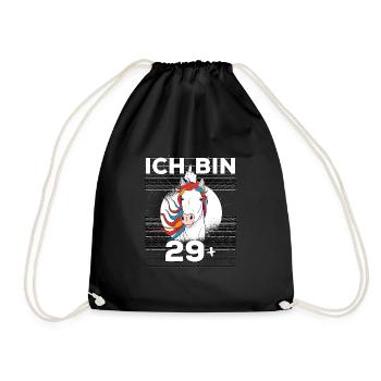 Ich bin 29 + Geburtstag Vaporwave Einhorn - Turnbeutel - Schwarz - Vorne