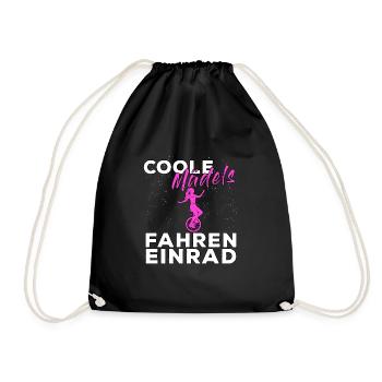Coole Mädels Fahren Einrad Einradfahrer Mädchen - Turnbeutel - Schwarz - Vorne