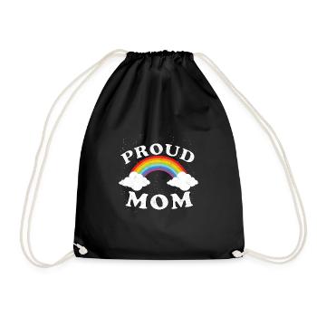 LGBTQ Sayings Rainbow Proud Mom LGBTQIA - Drawstring Bag - black - Front