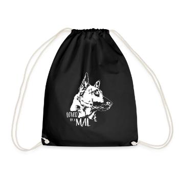 Loved by a Mal Malinois Dog Saying Dogs Wilsigns - Drawstring Bag - black - Front