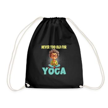 Never Too Old For Yoga - Turnbeutel - Schwarz - Vorne