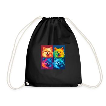 Zwergspitz Hund Hunderasse Pomeranian Pop Art - Turnbeutel - Schwarz - Vorne