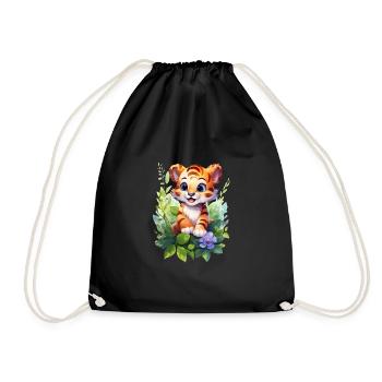 Niedlicher Tiger für Kinder - Turnbeutel - Schwarz - Vorne