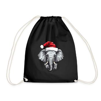 Elephant Christmas Winter Elephant Heligabend - Drawstring Bag - black - Front