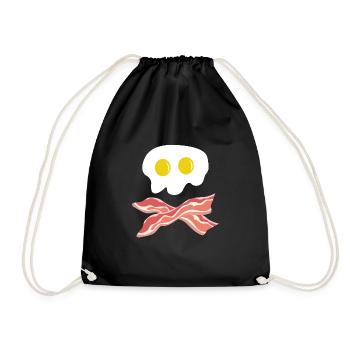 Crâne de bacon, Crâne Halloween Bacon Œuf au plat - Sac de sport léger - noir - Devant