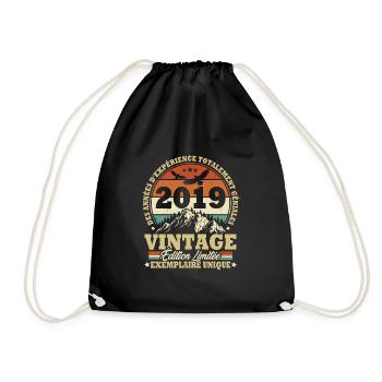 Vintage 2019 Anniversaire Cadeau Vintage Rétro - Sac de sport léger - noir - Devant