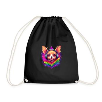 Regenbogenfahne Chihuahua Pride Hund bunte Liebe - Turnbeutel - Schwarz - Vorne