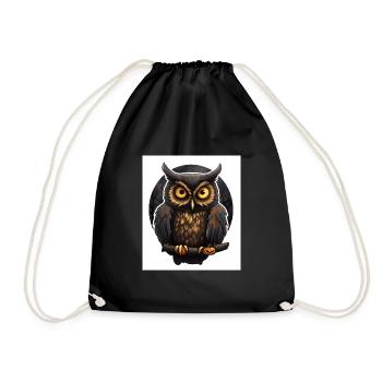 Owl - Drawstring Bag - black - Front