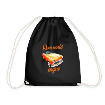 Open world engine Cabriolet Spruch gaming Cabrio - Drawstring Bag - black - Front