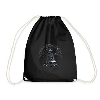 Buddha Meditation under Bodhgaya Bodhi Tree - Drawstring Bag - black - Front
