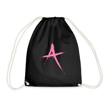 Letter A Design Brush in Pink Pink - Drawstring Bag - black - Front