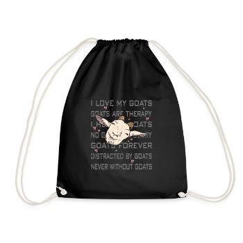I love goats | funny goats - Drawstring Bag - black - Front