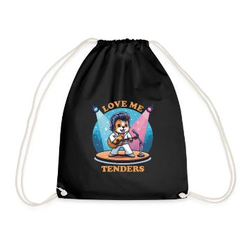Love Me Tenders 70s Music Dog Funny Animals - Drawstring Bag - black - Front