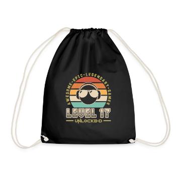 Level 17 - Drawstring Bag - black - Front