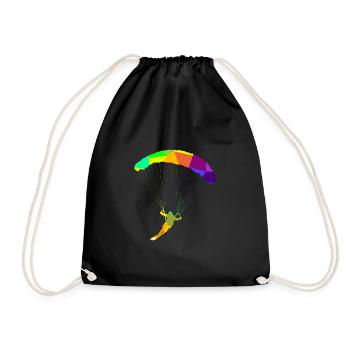 Ski Paragliding Regenbogen Farben Polygon Sport - Turnbeutel - Schwarz - Vorne