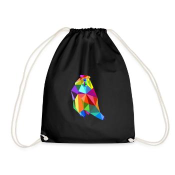 Murmeltier Biber Regenbogen Tiere Polygon - Turnbeutel - Schwarz - Vorne