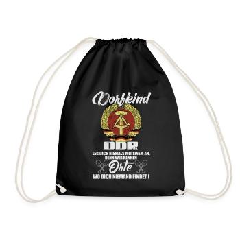 DDR Dorfkind - LEG DICH NIEMALS MIT EINEN AN... - Turnbeutel - Schwarz - Vorne