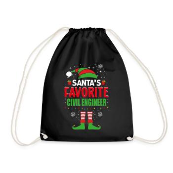 Santa's Favorite Civil Engineer Elf Christmas - Turnbeutel - Schwarz - Vorne