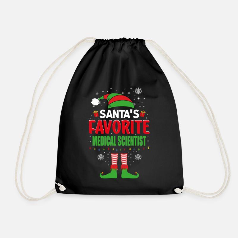 Santa's Favorite Medical Scientist Elf Christmas - Drawstring Bag - black