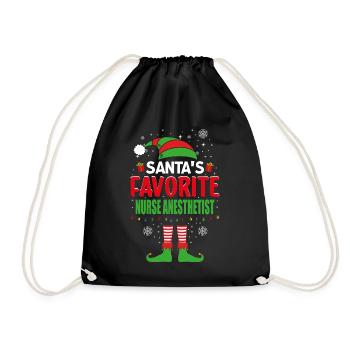 Santa's Favorite Nurse Anesthetist Elf Christmas - Drawstring Bag - black - Front