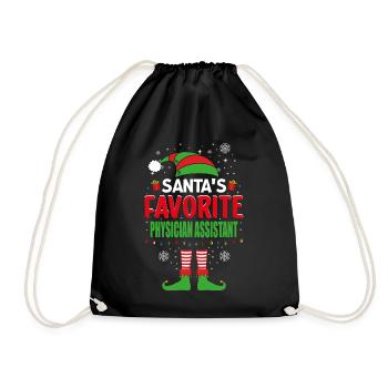Santa's Favorite Physician Assistant Elf Christmas - Drawstring Bag - black - Front