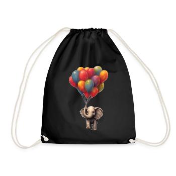 Eléphant avec ballon - Sac de sport léger - noir - Devant
