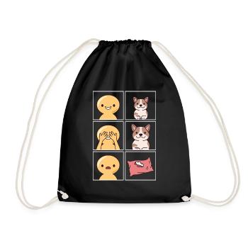Dog cushion Eaten design for dog owners - Drawstring Bag - black - Front