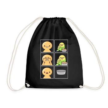 Budgie eats fast Design for fans - Drawstring Bag - black - Front