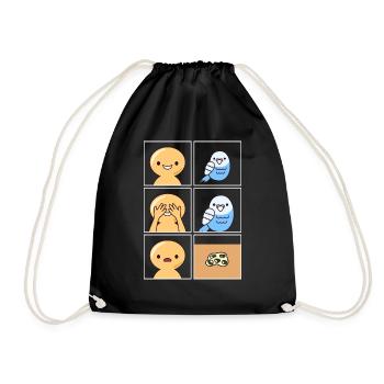Budgie Poop Design for Budgie Owners - Drawstring Bag - black - Front