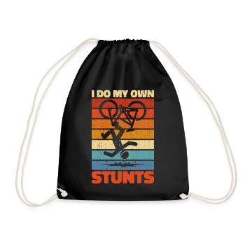 I Do My Own Stunts - Lustiges Tollpatsch Geschenk - Turnbeutel - Schwarz - Vorne